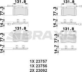 Braxis AB0505 - Тормозные колодки, дисковые, комплект autospares.lv