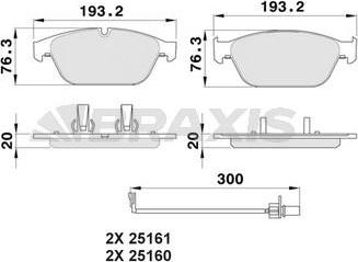 Braxis AB0502 - Тормозные колодки, дисковые, комплект autospares.lv