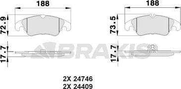 Braxis AB0539 - Тормозные колодки, дисковые, комплект autospares.lv