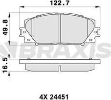 Braxis AB0537 - Тормозные колодки, дисковые, комплект autospares.lv