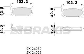 Braxis AB0520 - Тормозные колодки, дисковые, комплект autospares.lv