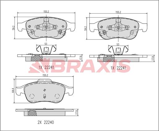 Braxis AB0641 - Тормозные колодки, дисковые, комплект autospares.lv