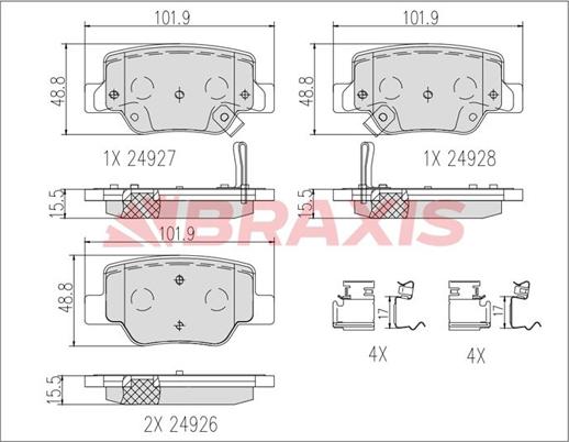 Braxis AB0618 - Тормозные колодки, дисковые, комплект autospares.lv