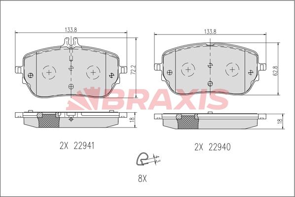 Braxis AB0634 - Тормозные колодки, дисковые, комплект autospares.lv