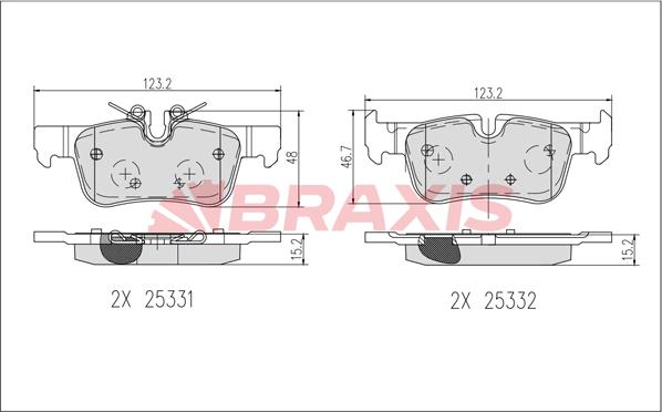 Braxis AB0636 - Тормозные колодки, дисковые, комплект autospares.lv