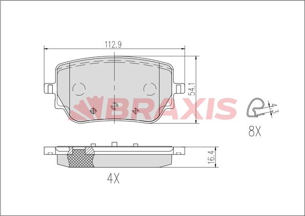 Braxis AB0633 - Тормозные колодки, дисковые, комплект autospares.lv