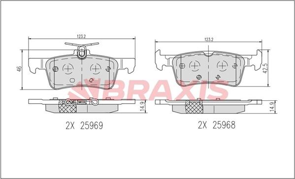 Braxis AB0637 - Тормозные колодки, дисковые, комплект autospares.lv