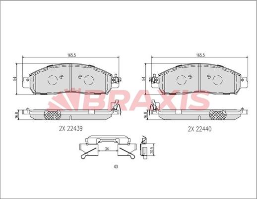 Braxis AB0620 - Тормозные колодки, дисковые, комплект autospares.lv