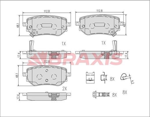 Braxis AB0622 - Тормозные колодки, дисковые, комплект autospares.lv