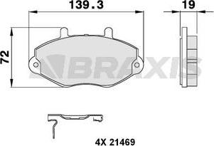 Braxis AB0096 - Тормозные колодки, дисковые, комплект autospares.lv