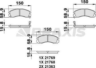 Braxis AB0090 - Тормозные колодки, дисковые, комплект autospares.lv