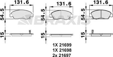 Braxis AB0040 - Тормозные колодки, дисковые, комплект autospares.lv