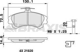 Braxis AB0054 - Тормозные колодки, дисковые, комплект autospares.lv