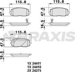 Braxis AB0052 - Тормозные колодки, дисковые, комплект autospares.lv