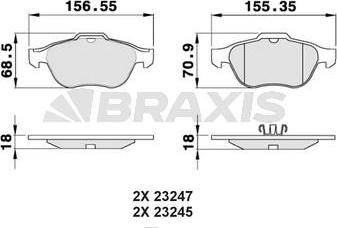 Braxis AB0061 - Тормозные колодки, дисковые, комплект autospares.lv