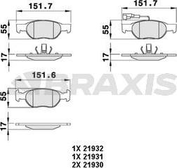 Braxis AB0063 - Тормозные колодки, дисковые, комплект autospares.lv