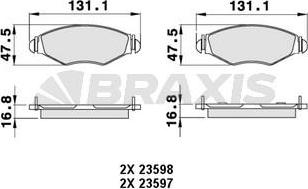 Braxis AB0005 - Тормозные колодки, дисковые, комплект autospares.lv