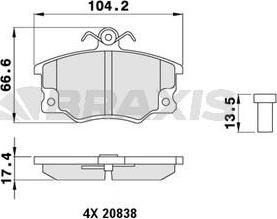 Braxis AB0019 - Тормозные колодки, дисковые, комплект autospares.lv