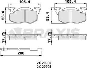 Braxis AB0011 - Тормозные колодки, дисковые, комплект autospares.lv