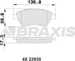 Braxis AB0018 - Тормозные колодки, дисковые, комплект autospares.lv
