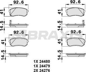 Braxis AB0084 - Тормозные колодки, дисковые, комплект autospares.lv