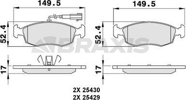 Braxis AB0080 - Тормозные колодки, дисковые, комплект autospares.lv