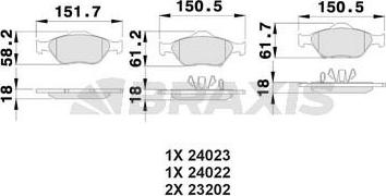 Braxis AB0030 - Тормозные колодки, дисковые, комплект autospares.lv