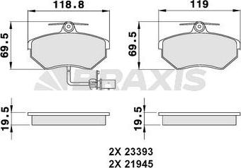 Braxis AB0038 - Тормозные колодки, дисковые, комплект autospares.lv