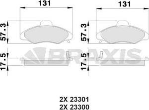 Braxis AB0033 - Тормозные колодки, дисковые, комплект autospares.lv