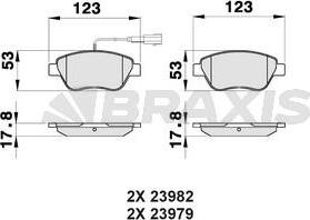 Braxis AB0032 - Тормозные колодки, дисковые, комплект autospares.lv