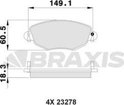 Braxis AB0029 - Тормозные колодки, дисковые, комплект autospares.lv