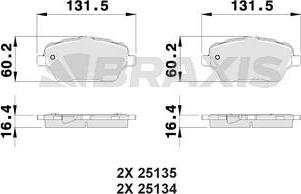 Braxis AB0025 - Тормозные колодки, дисковые, комплект autospares.lv