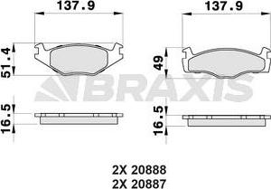 Braxis AB0026 - Тормозные колодки, дисковые, комплект autospares.lv