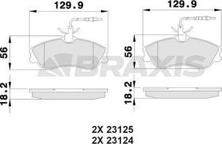 Braxis AB0020 - Тормозные колодки, дисковые, комплект autospares.lv