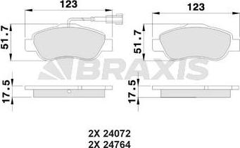 Braxis AB0022 - Тормозные колодки, дисковые, комплект autospares.lv