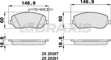 Braxis AB0075 - Тормозные колодки, дисковые, комплект autospares.lv