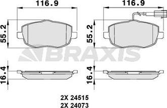 Braxis AB0078 - Тормозные колодки, дисковые, комплект autospares.lv