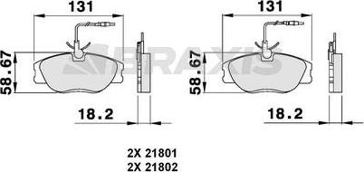Braxis AB0072 - Тормозные колодки, дисковые, комплект autospares.lv