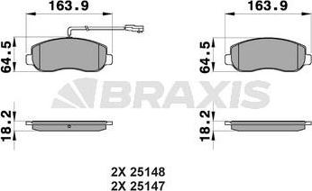 Braxis AB0199 - Тормозные колодки, дисковые, комплект autospares.lv