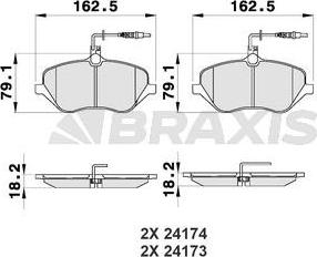 Braxis AB0194 - Тормозные колодки, дисковые, комплект autospares.lv