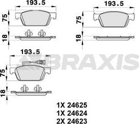 Braxis AB0195 - Тормозные колодки, дисковые, комплект autospares.lv