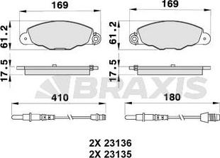 Braxis AB0197 - Тормозные колодки, дисковые, комплект autospares.lv