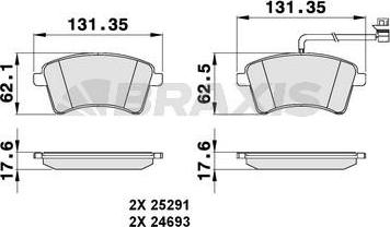 Braxis AB0140 - Тормозные колодки, дисковые, комплект autospares.lv