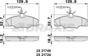 Braxis AB0142 - Тормозные колодки, дисковые, комплект autospares.lv