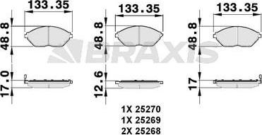 Braxis AB0151 - Тормозные колодки, дисковые, комплект autospares.lv