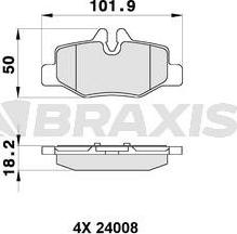 Braxis AB0164 - Тормозные колодки, дисковые, комплект autospares.lv