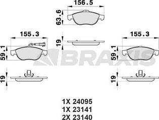 Braxis AB0161 - Тормозные колодки, дисковые, комплект autospares.lv