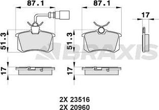 Braxis AB0168 - Тормозные колодки, дисковые, комплект autospares.lv