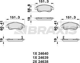 Braxis AB0162 - Тормозные колодки, дисковые, комплект autospares.lv