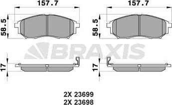 Braxis AB0104 - Тормозные колодки, дисковые, комплект autospares.lv